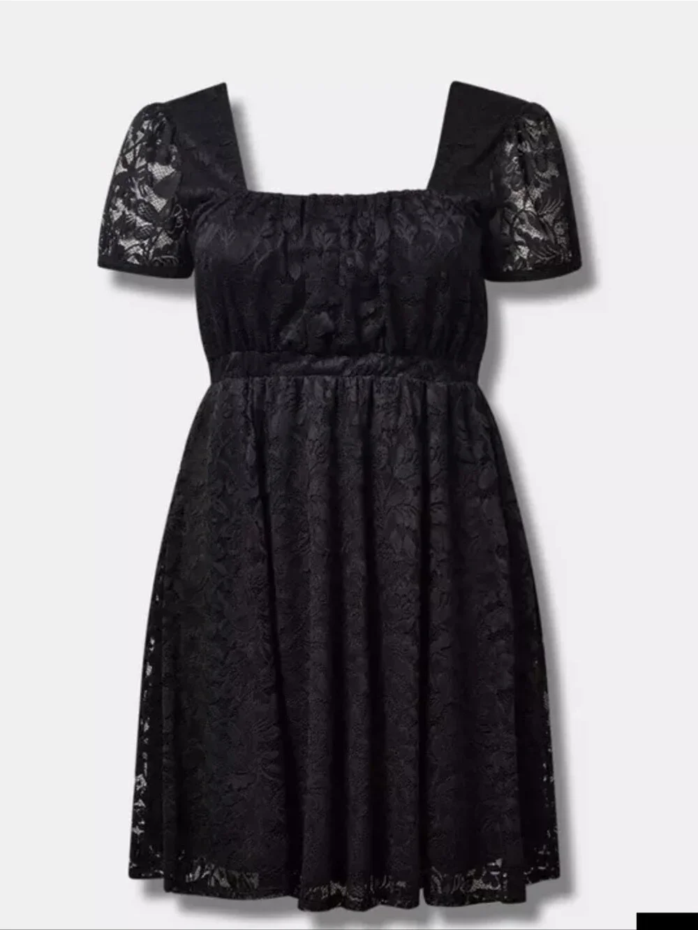 Torrid The Knee Lace Puff Sleeve Black Dress Size 1X